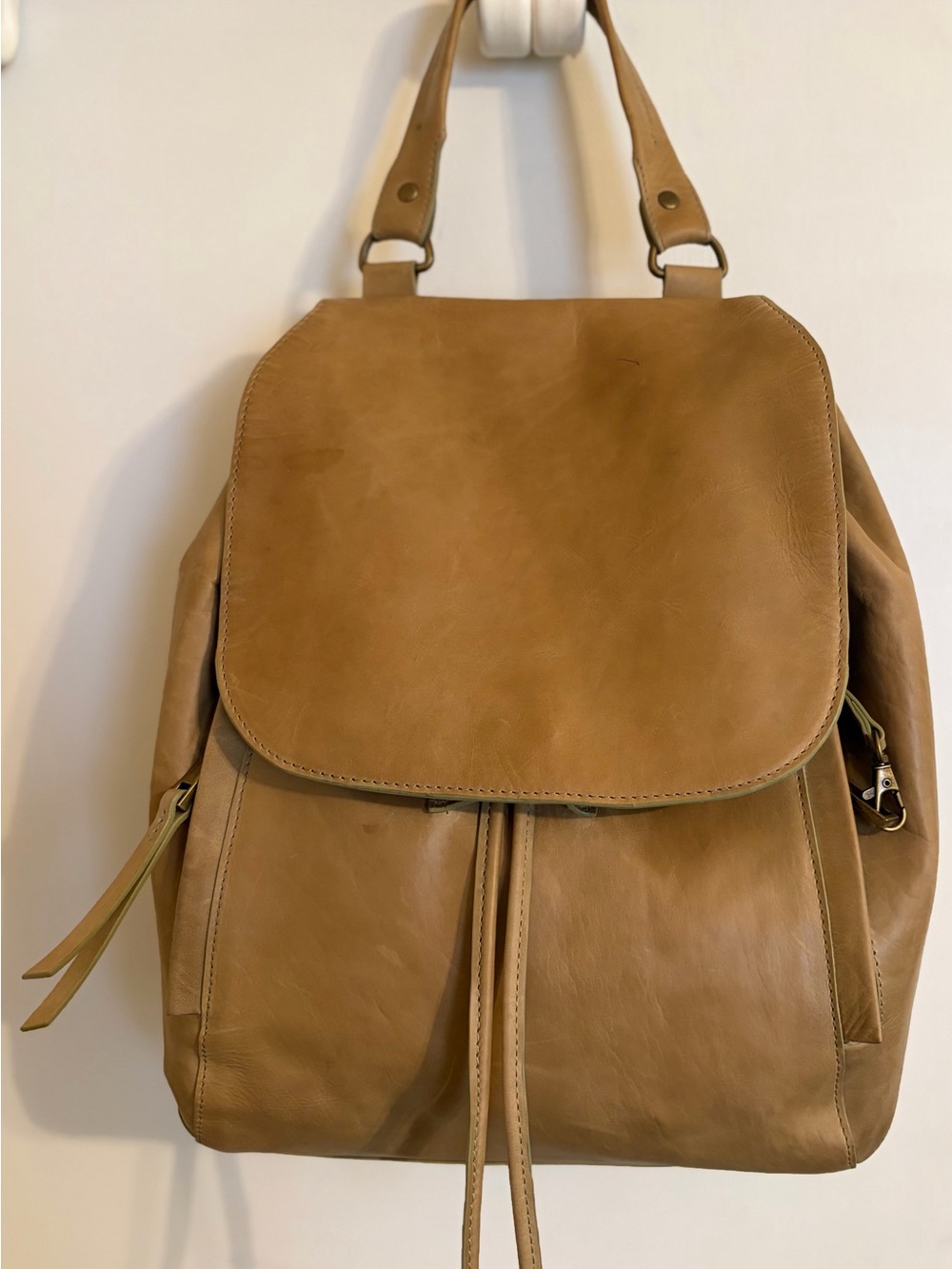 Rachel Roy Brown Leather Backpack Purse Minimalist Boho Bag